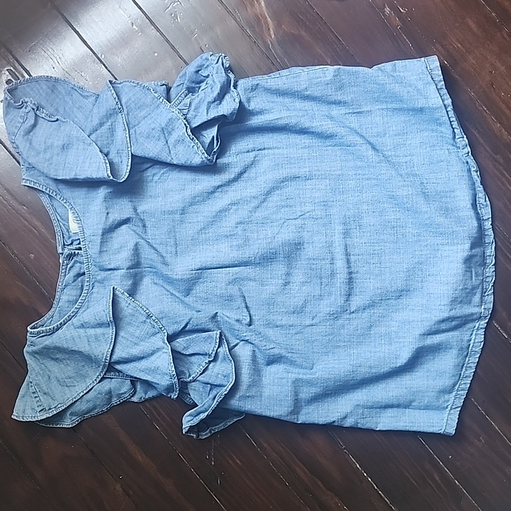 Flutter Short Sleeve Denim Top